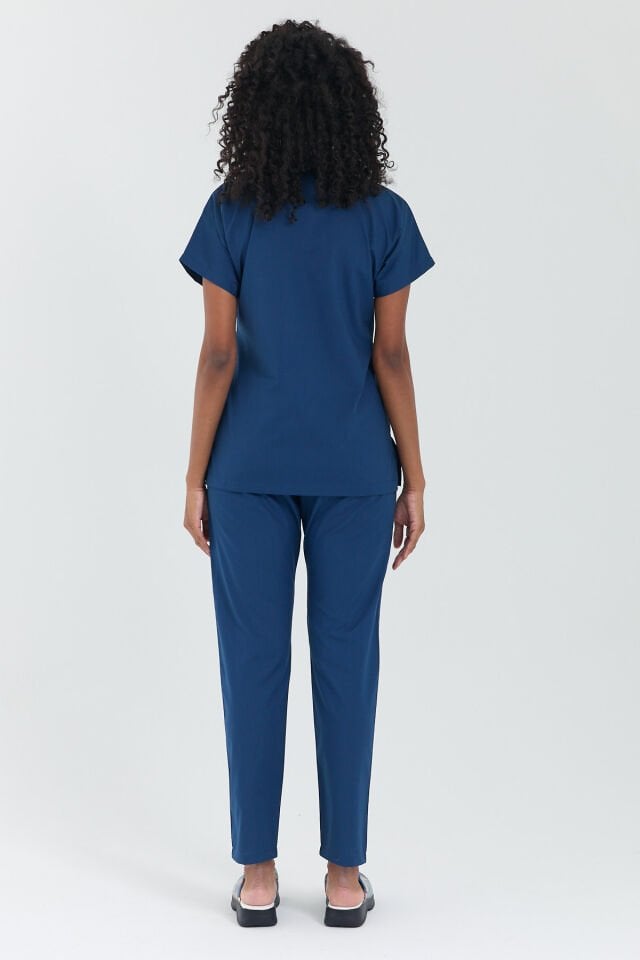 V-Yaka Kadın Koyu Mavi Cerrahi Takımı