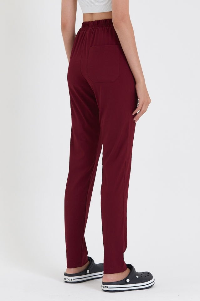 Koyu Bordo Likralı Cerrahi Pantolon